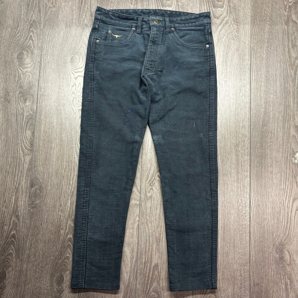 RM Williams Mens Moleskin Jeans 33L Navy Blue Made in Australia TJ787 Straight